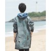 Rain Jacket "When The Rain Is Painting The Coat" Blue Turquoise. Handmade and Hand Painted